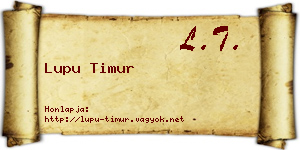 Lupu Timur névjegykártya